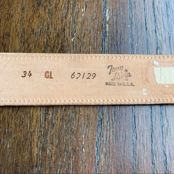 Tony Lama Made in USA Gold Label Belt Tan Embroidered stitch women's size 34 - Picture 8 of 8